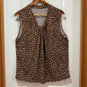 Woman Talbots Top, size XL, color Brown Animal Print.